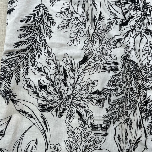 Tahari Black and White Botanical Linen Elastic Waist Wide Leg Pants - L - Picture 5 of 8